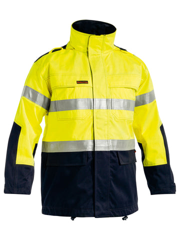Bisley Workwear Taped Two Tone Hi Vis FR Jacket Yellow/Navy
