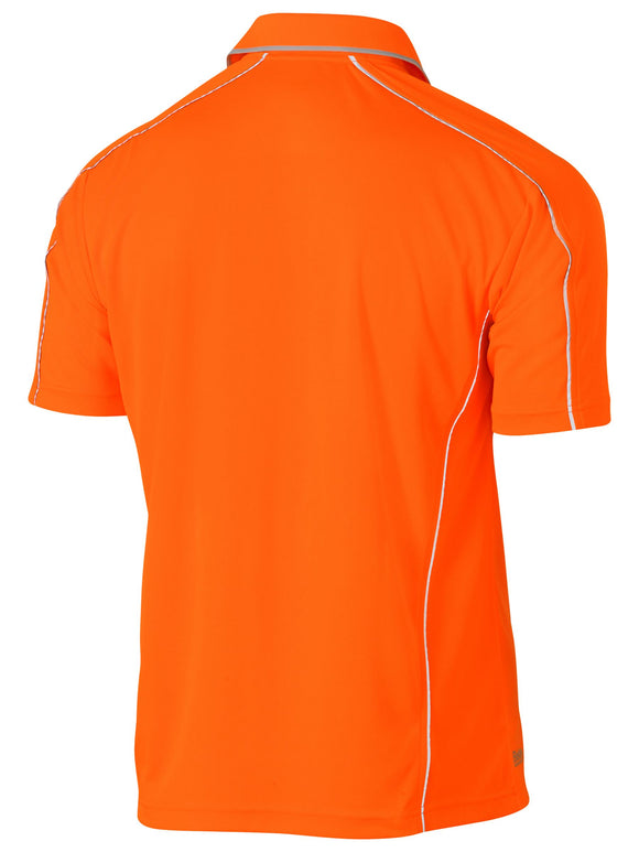 Bisley Workwear Cool Mesh Polo with Reflective Piping Orange