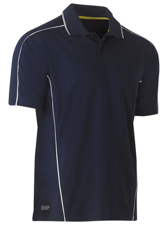 Bisley Workwear Cool Mesh Polo with Reflective Piping Navy