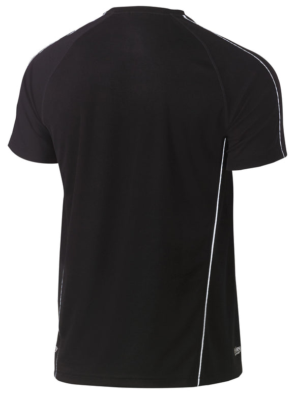 Bisley Workwear Cool Mesh Tee with Reflective Piping Black