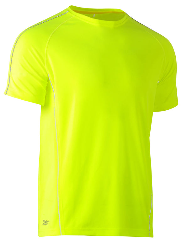 Bisley Workwear Cool Mesh Tee with Reflective Piping Yellow