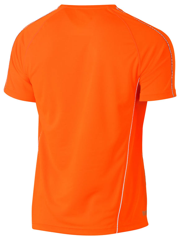 Bisley Workwear Cool Mesh Tee with Reflective Piping Orange
