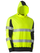 Bisley Workwear Taped Two Tone Hi Vis Contrast 4 Way Stretchy Hoodie Yellow/Navy - Discontinued