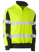 Bisley Workwear Taped Two Tone Hi Vis Contrast Stretchy 1/4 Zip Pullover Yellow/Navy - Discontinued