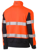Bisley Workwear Taped Two Tone Hi Vis Contrast Stretchy 1/4 Zip Pullover Orange/Navy - Discontinued