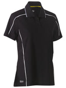 Bisley Workwear Women's Cool Mesh Polo with Reflective Piping Black