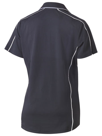 Bisley Workwear Women's Cool Mesh Polo with Reflective Piping Charcoal