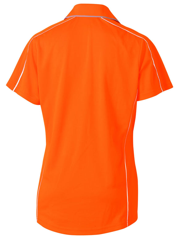 Bisley Workwear Women's Cool Mesh Polo with Reflective Piping Orange