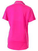 Bisley Workwear Women's Cool Mesh Polo with Reflective Piping Pink