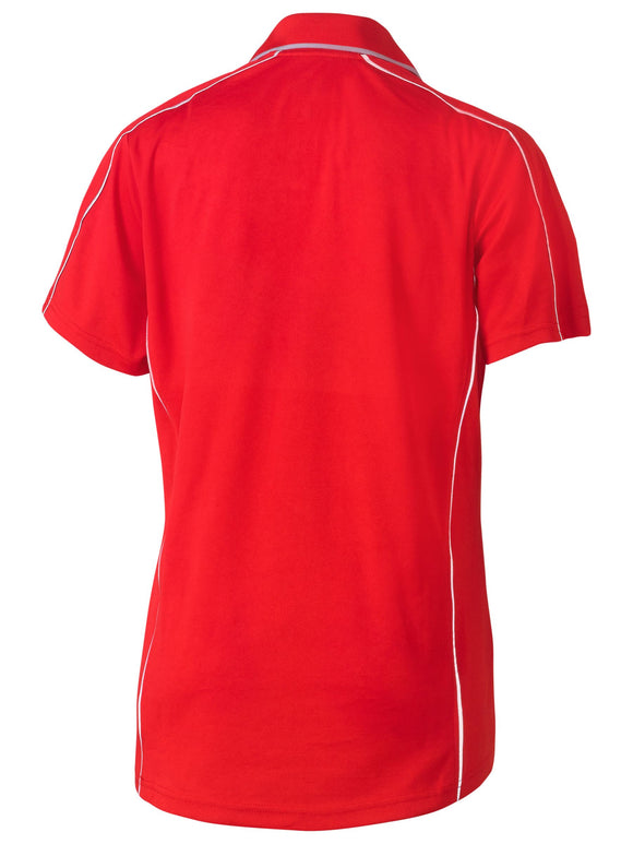 Bisley Workwear Women's Cool Mesh Polo with Reflective Piping Red - Discontinued