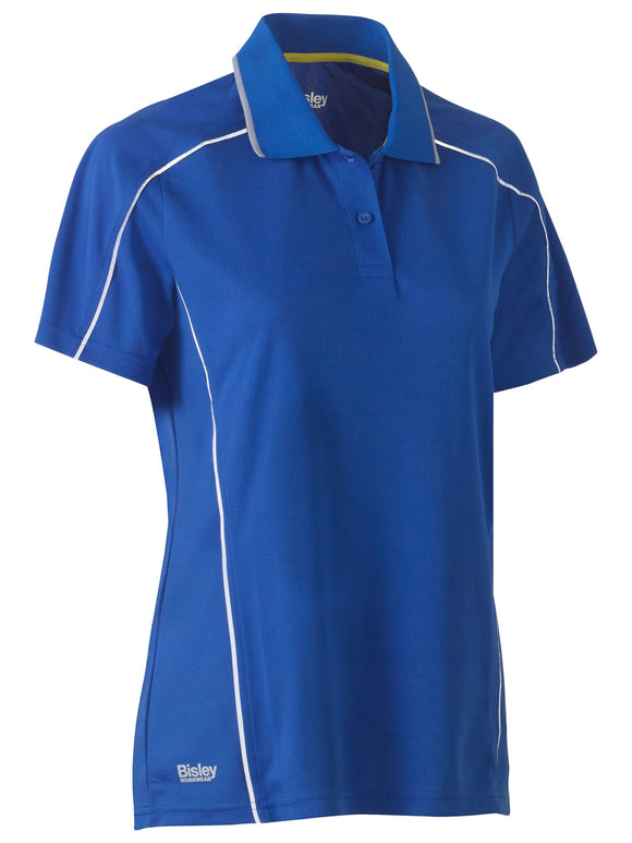 Bisley Workwear Women's Cool Mesh Polo with Reflective Piping Royal