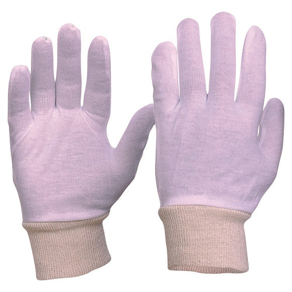 Interlock Poly/Cotton Liner Knit Wrist Gloves Mens Size White