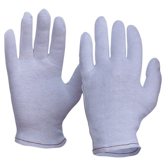 Interlock Poly/Cotton Liner Hemmed Cuff Gloves Ladies Size White