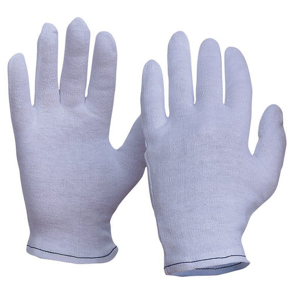 Interlock Poly/Cotton Liner Hemmed Cuff Gloves Mens Size White