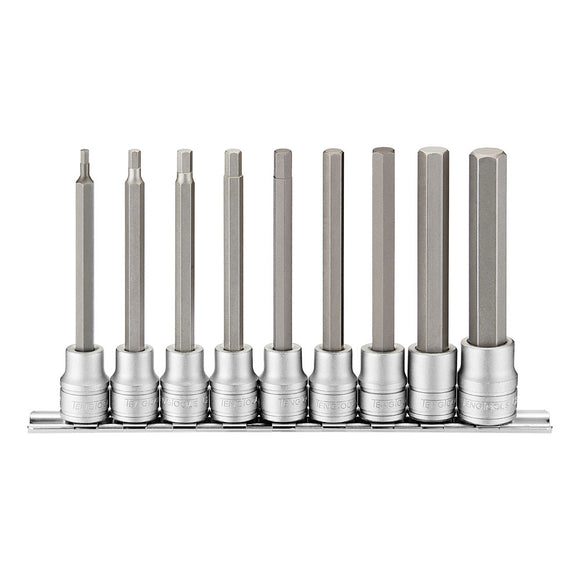 Teng 9pc 3/8in Dr. Long Hex Bit Socket Set - 3-12mm