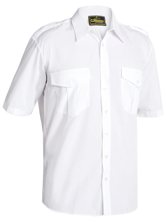 Bisley Workwear Epaulette Shirt White