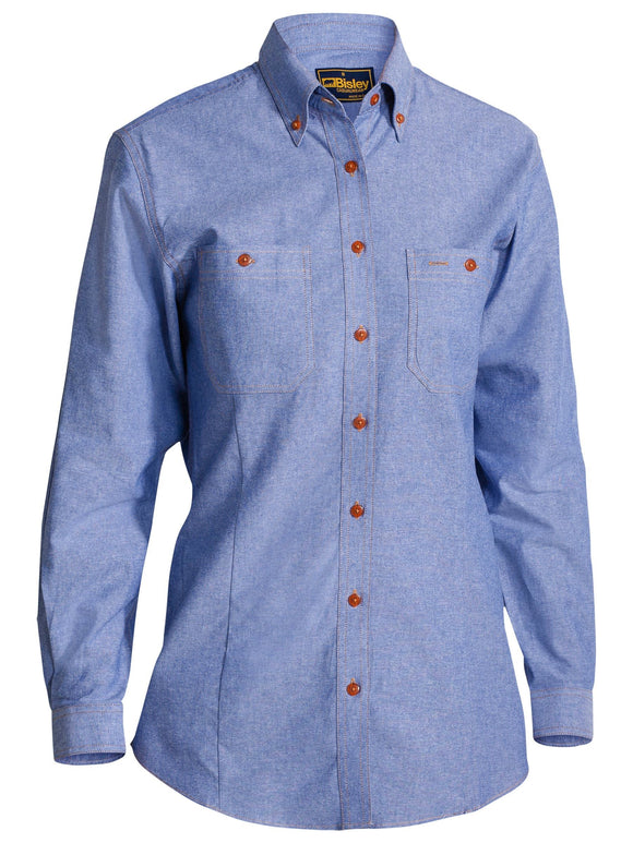 Bisley Workwear Women's Chambray Shirt Blue