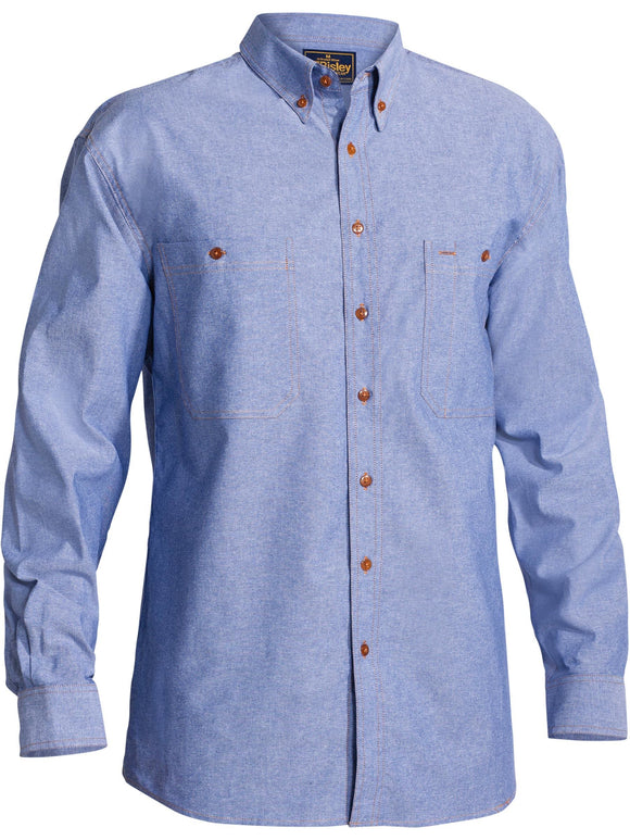 Bisley Workwear Chambray Shirt Blue