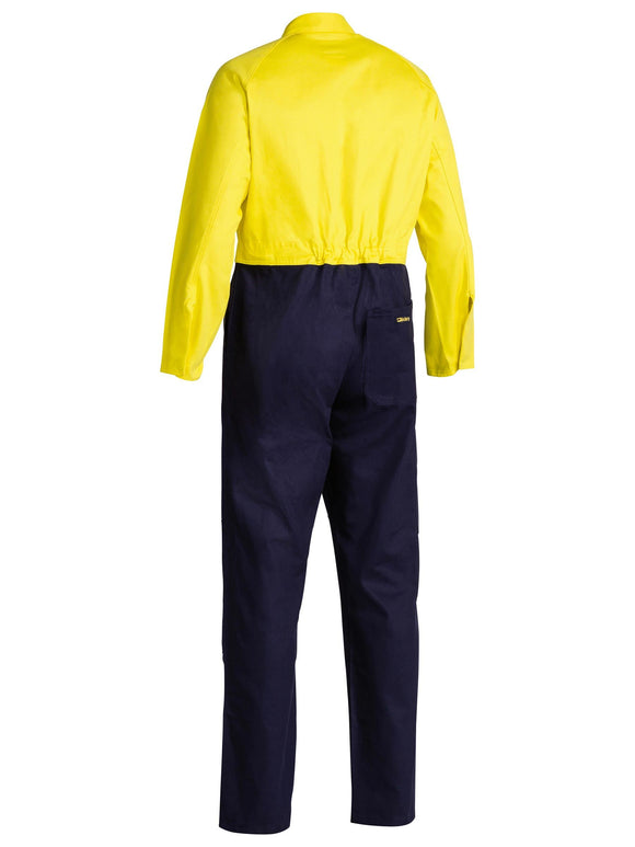 Bisley Workwear Hi Vis Drill Coverall Yellow/Navy