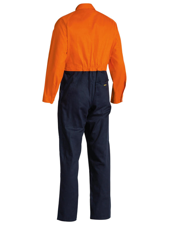 Bisley Workwear Hi Vis Drill Coverall Orange/Navy