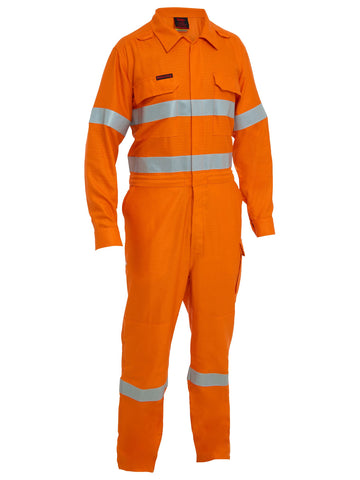 Bisley Workwear Apex 160/185 Taped Hi Vis FR Ripstop Vented Coverall with Waist Zip Opening Orange