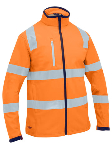 Bisley Workwear Taped Hi Vis Soft Shell Jacket Rail Orange
