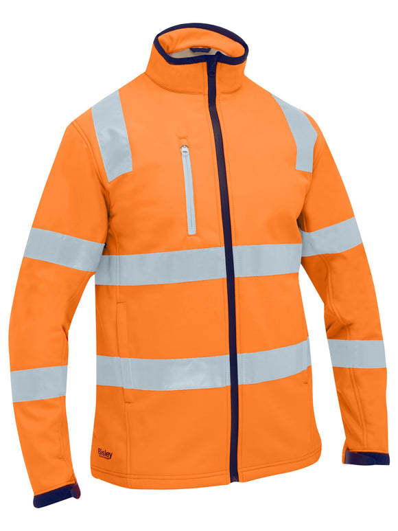 Bisley Workwear Taped Hi Vis Soft Shell Jacket Rail Orange