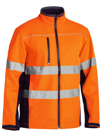 Bisley Workwear Taped Hi Vis Soft Shell Jacket Orange/Navy
