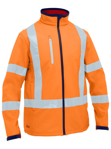 Bisley Workwear X Taped Hi Vis Soft Shell Jacket Rail Orange