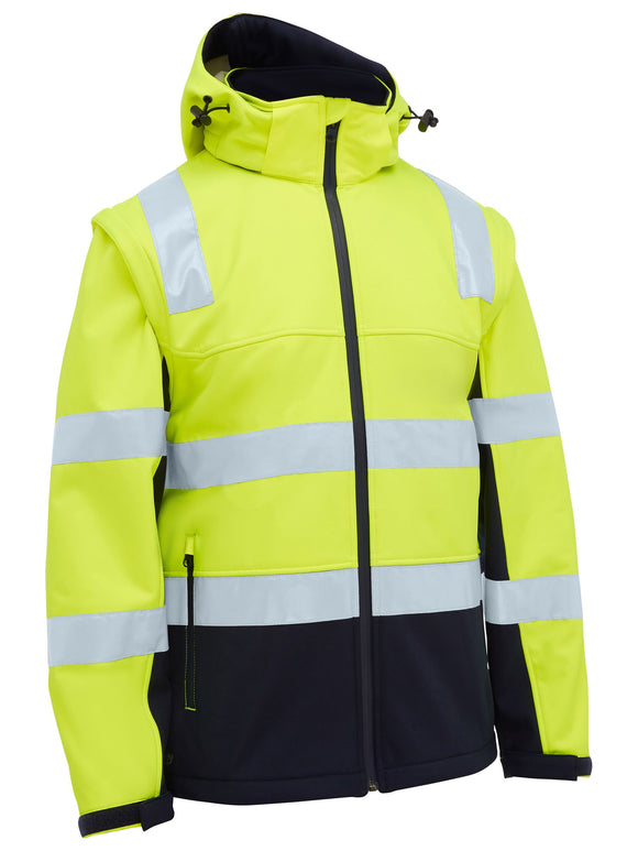 Bisley Workwear Taped Two Tone Hi Vis 3 in 1 Soft Shell Jacket Yellow/Navy