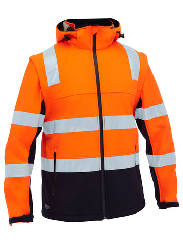 Bisley Workwear Taped Two Tone Hi Vis 3 in 1 Soft Shell Jacket Orange/Navy