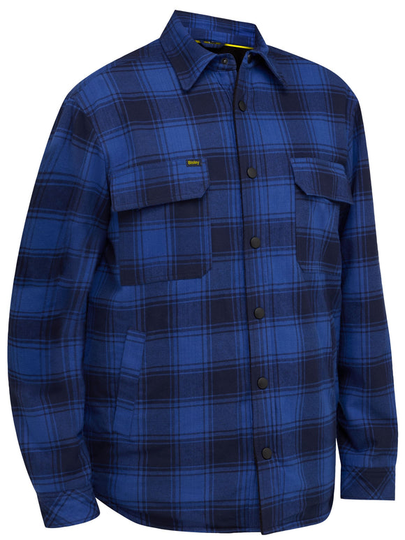 Bisley Workwear Shacket with Sherpa Lining Blue Check