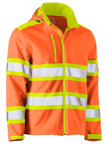Bisley Workwear Taped Double Hi Vis Soft Shell Jacket Orange/Yellow - Discontinued