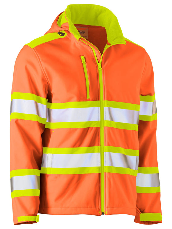Bisley Workwear Taped Double Hi Vis Soft Shell Jacket Orange/Yellow - Discontinued
