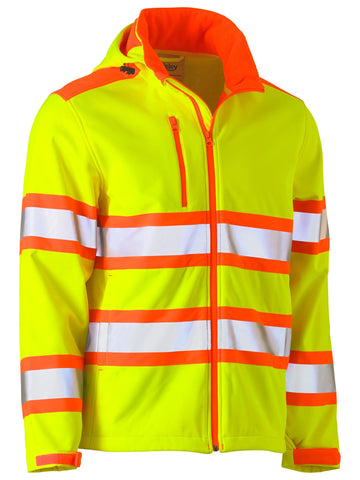 Bisley Workwear Taped Double Hi Vis Soft Shell Jacket Yellow/Orange - Discontinued