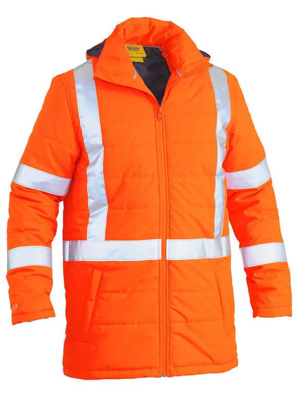 Bisley Workwear Taped Hi Vis Puffer Jacket with X Back Orange