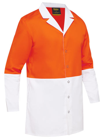 Bisley Workwear Two Tone Hi Vis Dust Coat Orange/White - Discontinued