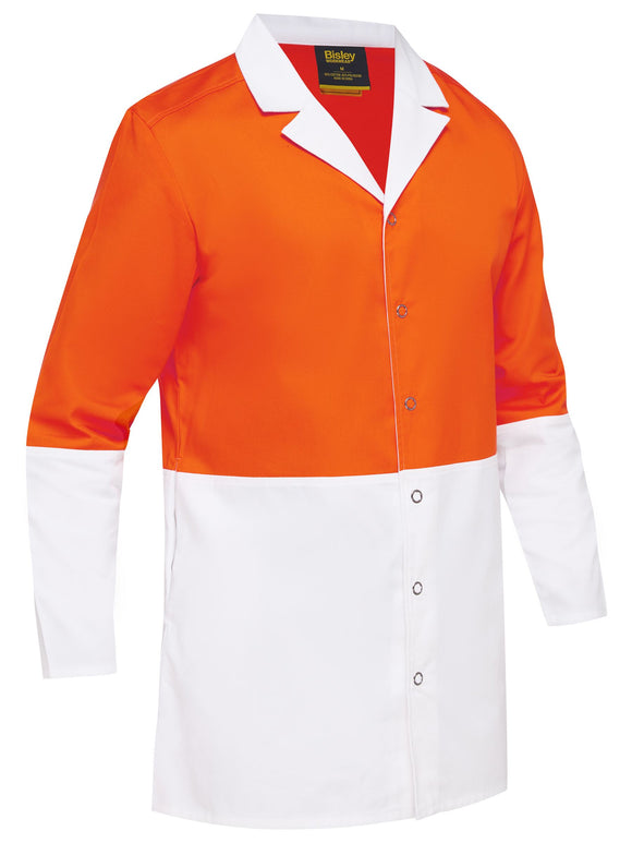 Bisley Workwear Two Tone Hi Vis Dust Coat Orange/White - Discontinued