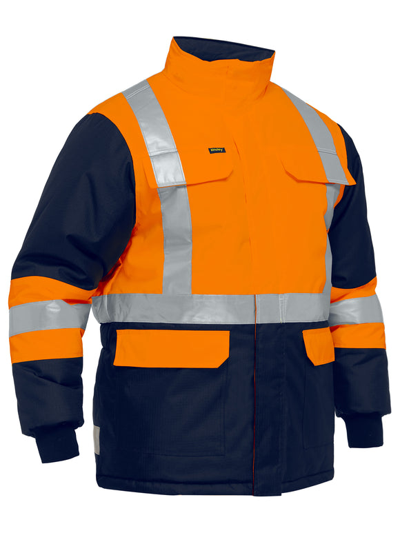 Bisley Workwear X Taped Two Tone Hi Vis Freezer Jacket Orange/Navy - Discontinued