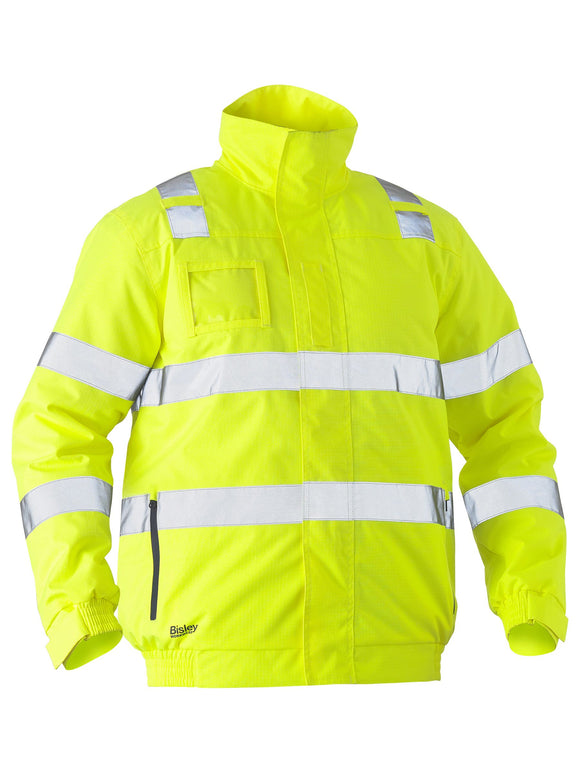 Bisley Workwear Taped Hi Vis Wet Weather Bomber Jacket Yellow