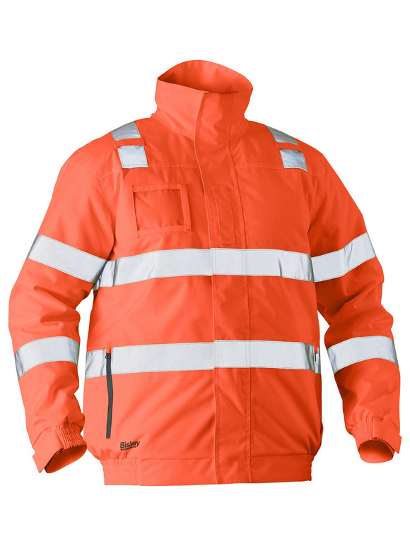 Bisley Workwear Taped Hi Vis Wet Weather Bomber Jacket Orange