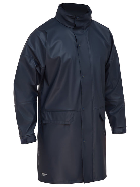 Bisley Workwear Stretch PU Rain Coat Navy