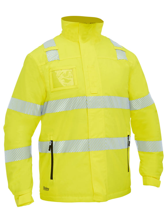 Bisley Workwear Taped Hi Vis Heated Jacket with Hood Yellow