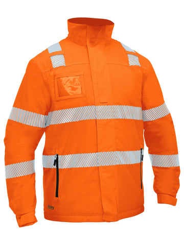 Bisley Workwear Taped Hi Vis Heated Jacket with Hood Orange