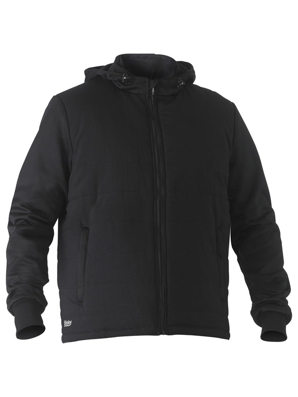 Bisley Workwear Flx & Move™ puffer Fleece Hooded Jacket Black