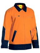 Bisley Workwear Hi Vis Drill Jacket with Liquid Repellent Finish Orange/Navy