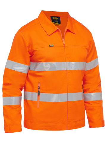 Bisley Workwear Taped Hi Vis Drill Jacket with Liquid Repellent Finish Orange