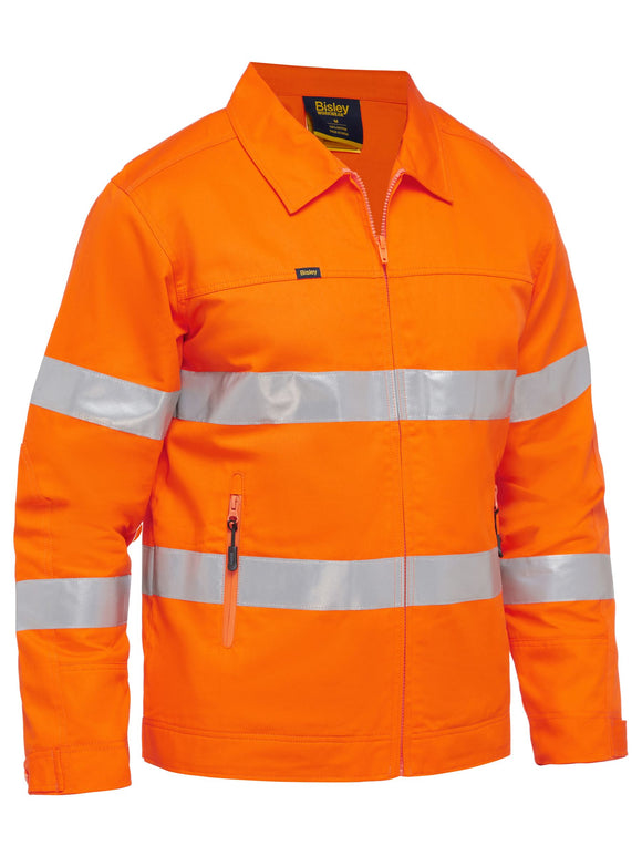 Bisley Workwear Taped Hi Vis Drill Jacket with Liquid Repellent Finish Orange