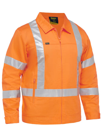 Bisley Workwear X Taped Hi Vis Drill Jacket With Liquid Repellent Finish Rail Orange