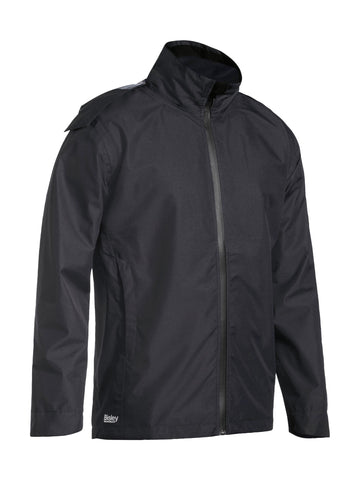Bisley Workwear Lightweight Ripstop Rain Jacket with Concealed Hood Black